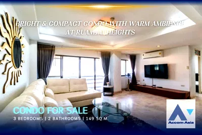 คอนโดให้เช่า : 🔼🔽 AccomA 📩  3 BR Condominium @Ruamjai Heights (AA16209)