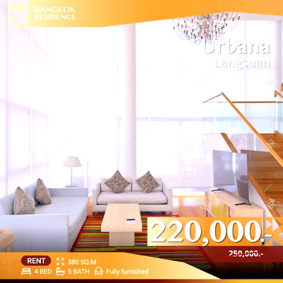 Condos for rent : Urbana Langsuan 🌟 Ultimate Living with the Spacious Room, Stunning View, 🌃 Near BTS Ratchadamri