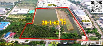ที่ดิน เมืองสมุทรสาคร สมุทรสาคร : ขายที่สวยเด่น สร้างโรงงานได้ทุกประเภท หน้ากว้าง 202 เมตร ขนาด 28 ไร่ 162 วา ติดคลอง ถนนกว้างใช้รถเทเลอร์ได้สะดวก ใกล้นิคมสมุทรสาคร - KK2602S