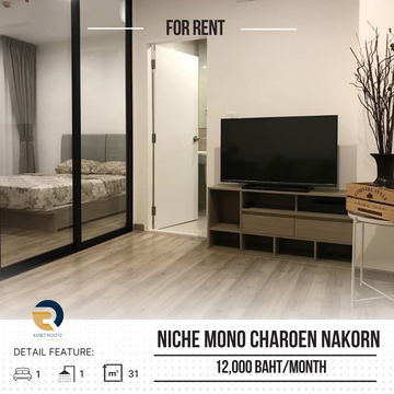 For Rent 🔥 Niche Mono CharoenNakorn  🔥Fully furniture and ready to move in >>contact us  Line@assetrootz 