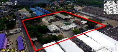 ที่ดิน สมุทรสาคร : ขายที่ดิน 7 ไร่ พร้อมพื้นที่ใช้สอย ลานคอนกรีตเต็มพื้นที่ มีโรงงาน โกดัง สำนักงาน อุปกรณ์และใบ รง.4 ครบถ้วน แถมติดถนน 2 ด้านในราคาที่เปล่า - KK1434S