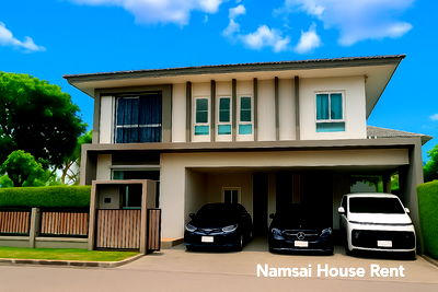 บ้านเดี่ยวให้เช่า : บ้านหรูหลังมุม3จอดแต่งครบพร้อมอยู่ใกล้สนามบินดอนเมือง