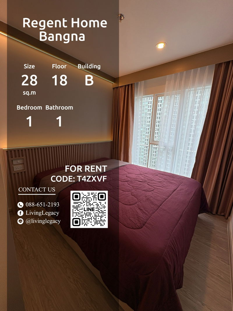 Condos for rent : T4ZXVF Condo For Rent Regent Home Bangna 28 Sq.M. Floor 18 Building B line id : @livinglegacy