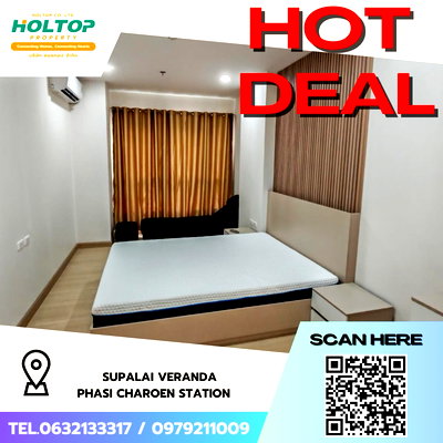 Condos for rent : #Z2986💥 031168 🔥Condo for rent: Supalai Veranda Phasi Charoen Station