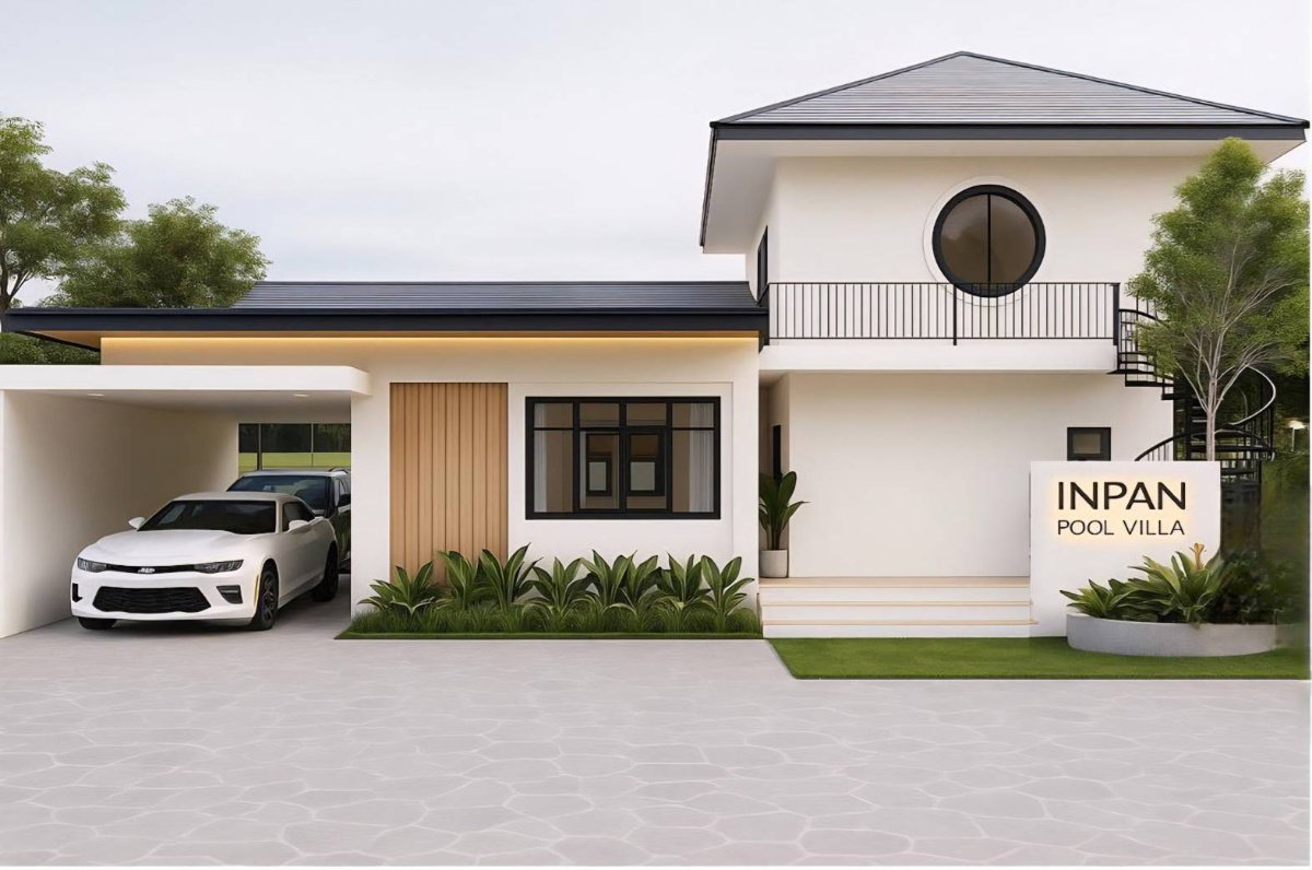 INPAN Pool Villa Pattaya — Luxurious modern European-style pool villa in a prime location in the EEC near Sukhumvit, featuring a private pool.