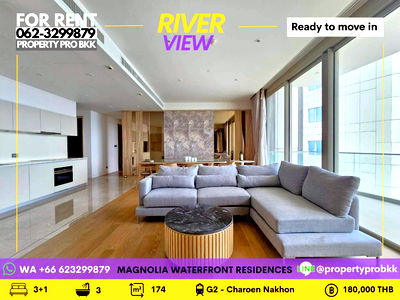 Condos for rent รพ.เซนต์หลุยส์ : 🌟🌟 For Rent – Magnolias Waterfront Residences ✨ Luxury 3-Bedroom Riverfront Condo beside ICONSIAM