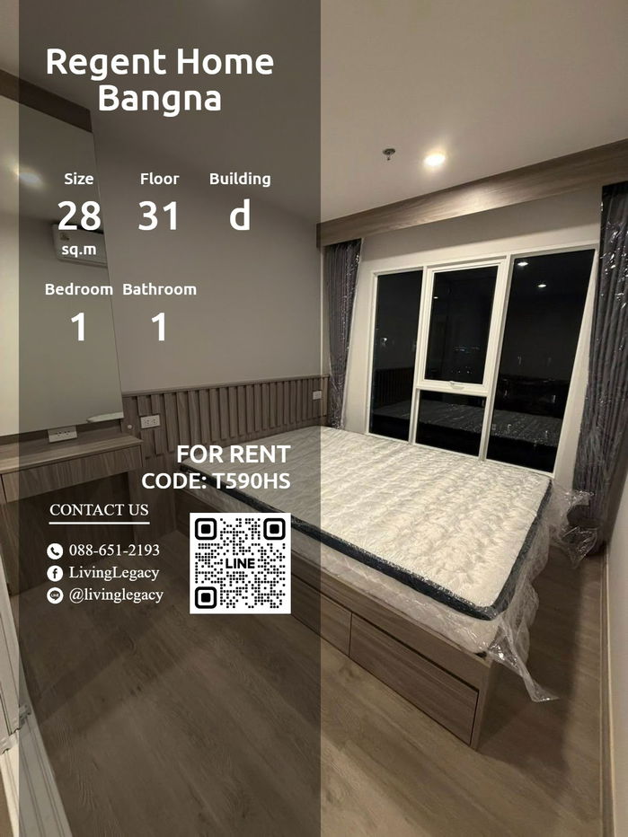 picture T590HS Condo For Rent Regent Home Bangna 28 Sq.M. Floor 31 Building d line id : @livinglegacy - 1/13