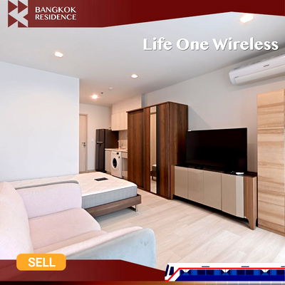 Condos for sale BTS Chit Lom : 🩷Life One Wireless🩷 - Studio unit , minimalist design in warm tones near BTS Ploenchi