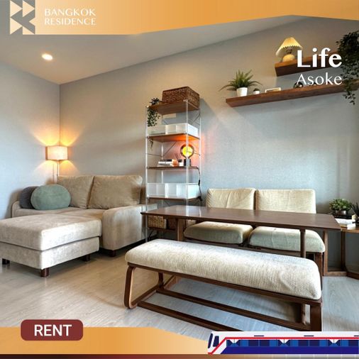  Life Asoke ⭐ Beautiful fully-furnished room, all-in-one ⭐ Near MRT Phetchaburi 