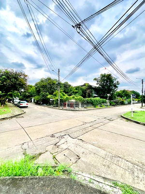 Houses for sale Kasem Bundit Phatthanakan University  : Single-family home for sale on Pattanakarn Road, corner unit facing a garden, Soi Pattanakarn 61, Muang Thong Village 2/2, Soi 10. 