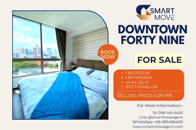 Condos for sale BTS Thong Lo (Thong Lor) : 🔥 Sale with tenant !! corner room, Pet Friendly !! 🔥 Code C20230600342.....Downtown Forty Nine, 1 bedroom, 1 bathroom, furnished, Special Deal!!📣📣
