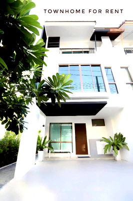Home office for rent BTS Punnawithi : Townhome 3 bed 4 bath "The Private Sukhumvit-Bangchak " 200 Sq.m./ BTS Bangchak/  Rent 65K Fully Furnished