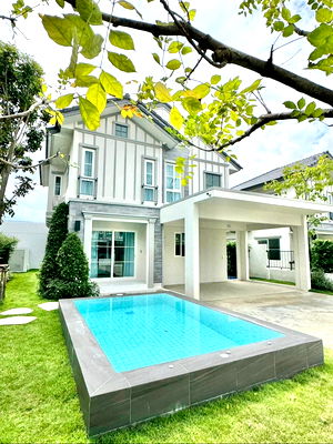 บ้านเดี่ยวให้เช่า : ให้เช่าบ้านวิลลาจจิโอ 3 ศรีนครินทร์-บางนา (Villaggio 3 Srinakarin-Bangna)  อยู่ถ.เลียบคลองหลวงแพ่ง ต.บางแก้ว ใกล้เมกา บางนา