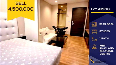 Condos for sale : 💫 Ivy Ampio – Luxury Condo in the Heart of Rama 9 💫 For Sale Only 4.5 MB! 💰 Fully furnished, elegantly decorated, and ready to move in 🏙️