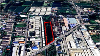 Land for sale Anya Thani Industrial Estate (Gemopolis) : 72-meter-wide land plot adjacent to Chaloem Prakiat Rama IX Road and suitable for development