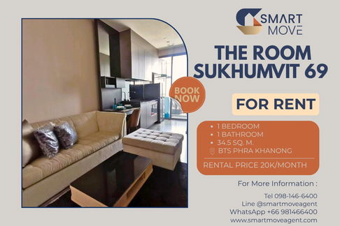🔥 สำหรับเช่า !! ชั้นสูง 11++, ห้องหายาก, ทำเลดี!! 🔥 Code C20240300476.....The Room Sukhumvit 69, 1 ห้องนอน, 1 ห้องน้ำ, แต่งครบ, พร้อมเข้าอยู่ 📣📣