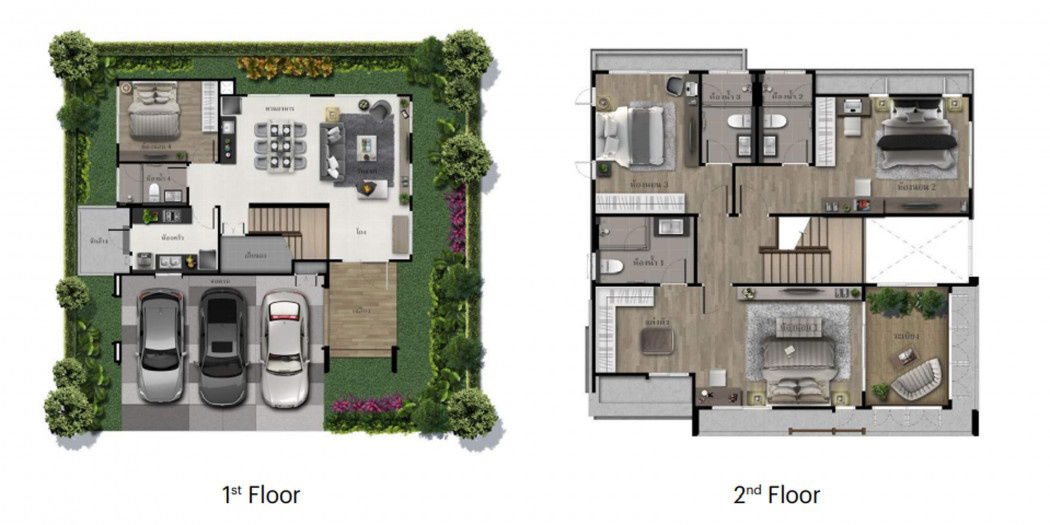 picture For rent, detached house, expand the kitchen by another 50 sq m, Burasiri Krungthep Kreetha, 238 sq m, 60 sq m, never occupied. - 5/12