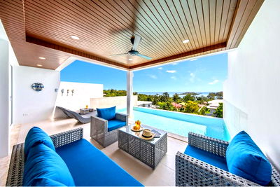 Houses for rent Ko Samui Surat Thani : [920121080-1] Luxury 3-Bedroom Sea View Villa with Private Pool in Choeng Mon