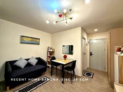 คอนโดให้เช่า : 🎉ห้องใหม่ให้เช่า แอร์ 2 เครื่อง Regent Home บางนา วิวทิศตะวันออก แดดเช้า ไม่ร้อน ใกล้ทางด่วนและ BTS บางนา
