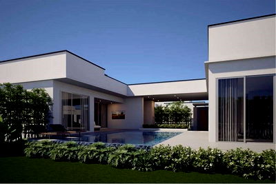 Houses for sale Pornprapanimit Road : [920471004-997] Luxurious pool villa 3 Bed 4 Bath in Zensiri Lakeside Mabprachan