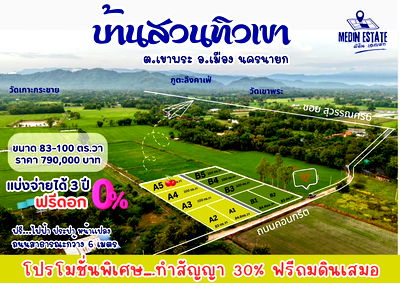 ที่ดิน รร.นายร้อยพระจุลจอมเกล้า : เปิดจองแล้ว…วันนี้ บ้านสวนทิวเขา ต.เขาพระ อ.เมือง จ.นครนายก