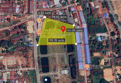 ขายที่ดินทำเลทอง กลางเมืองโคราช นครราชสีมา พท.5 ไร่ 46 ตรว.ติดถนนกว้างเกิน 8 ม. อยู่ใกล้ รพ เซนต์เมรี่ และ ห้างเทอร์มินอล