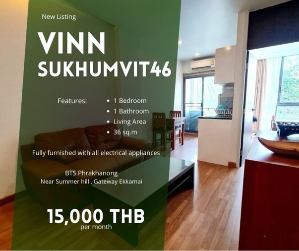 🔥ให้เช่า คอนโดติด BTS พระโขนง ราคาสุดว้าว Vinn Sukhumvit 46 🔥