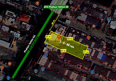 ที่ดิน รพ.เอสวายเอช : 📣(เจ้าของขายเอง)ขายที่ดิน 1 ไร่ ติดถนนพหลโยธิน ใกล้รถไฟฟ้าสถานีพหลฯ59📣