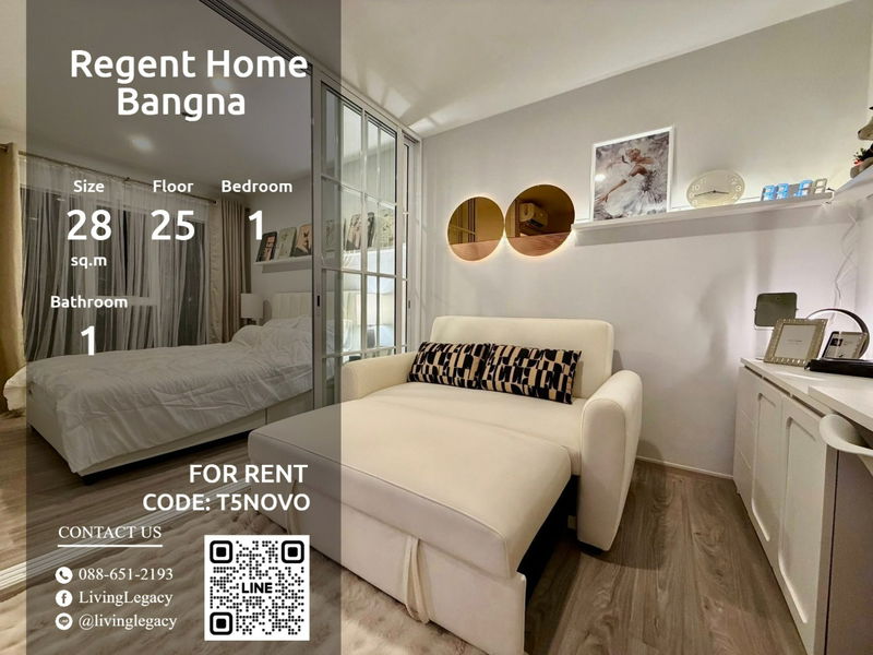 Condos for rent : T5NOVO Condo For Rent Regent Home Bangna 28 Sq.M. Floor 25 line id : @livinglegacy