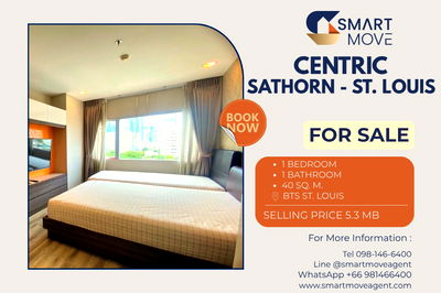 คอนโด BTS เซนต์หลุยส์ : 🔥 สำหรับขาย !! ห้องมุม, ห้องอยู่ทางทิศตะวันออก!! 🔥 Code C20231100315.....Centric Sathorn - St. Louis, 1 ห้องนอน, 1 ห้องน้ำ, แต่งครบ, ราคาพิเศษ!!📣📣