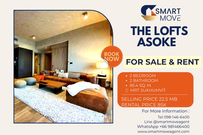 Condos for sale :  For Sale !! Super Luxury !! high floor 24++, modern style ! Code C20231100146..The Lofts Asoke, 2 be, 2 bath, furnished,  Special Deal!