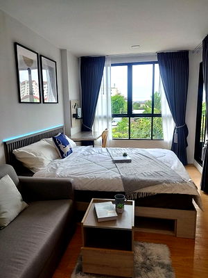 คอนโดให้เช่า : คอนโด Atmoz Kanaal Rangsit มีเครื่องซักผ้า+แต่งสวย ตึก D ชั้น 6 แบบ 1 ห้องนอน 24 ตรม. วิวคลอง ของครบ