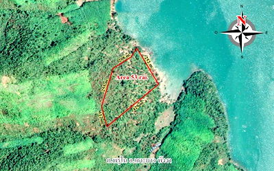 Land for sale Phangnga : AS004 Land for sale, next to the sea, area 53 rai, with private beach, clear water, white sand beach, natural waterfall and private fresh
