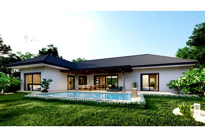 Houses for sale Hua Hin Prachaubkirikhan : [920601001-529] Nantra, Type-E Modern Pool Villa, 3 Bed 4 Bath in Hua Hin Soi 112