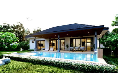 Houses for sale Hua Hin Prachaubkirikhan : [920601001-528] Nantra, Type-C Modern Pool Villa, 3 Bed 2 Bath in Hua Hin Soi 112