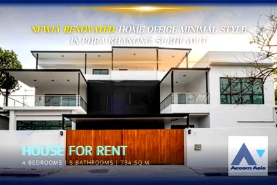 Houses for rent Sukumvit 46 : 🔼🔽 AccomA 📩  Minimal Modern Home in Black & White Tone (AA35535)