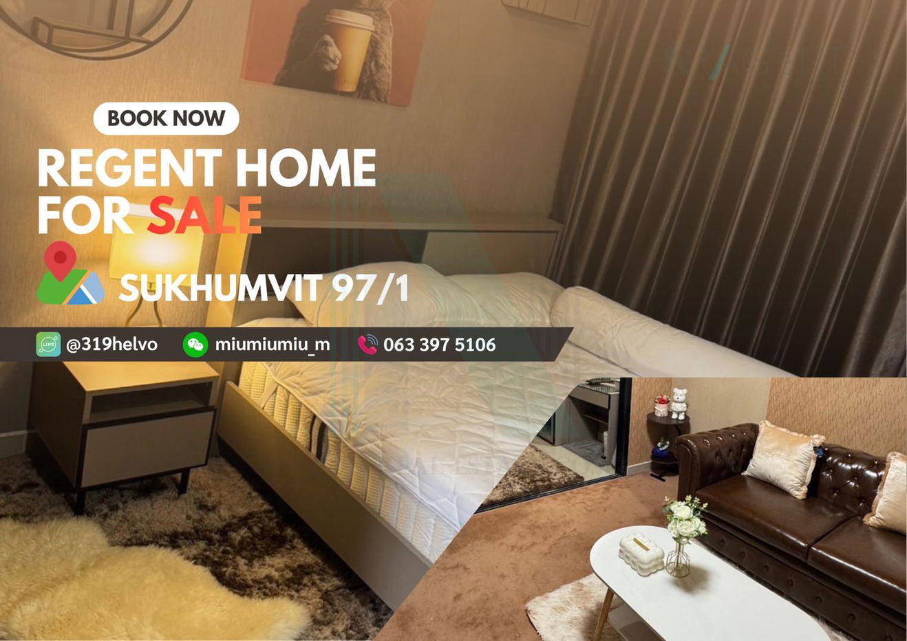 picture For Sell Condo REGENT HOME SUKHUMVIT 97/1 Building E, Floor 6,1 bed room, Room size 28.05 sqm - 1/8