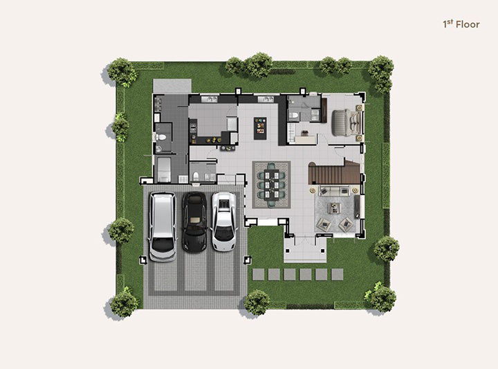 picture ON251101: For Sale: 2-Storey spacious detached house, Srinakarin 53, fully furnished, private, adjustcent to shopping malls, park, and Yellow Line MRT - 18/19