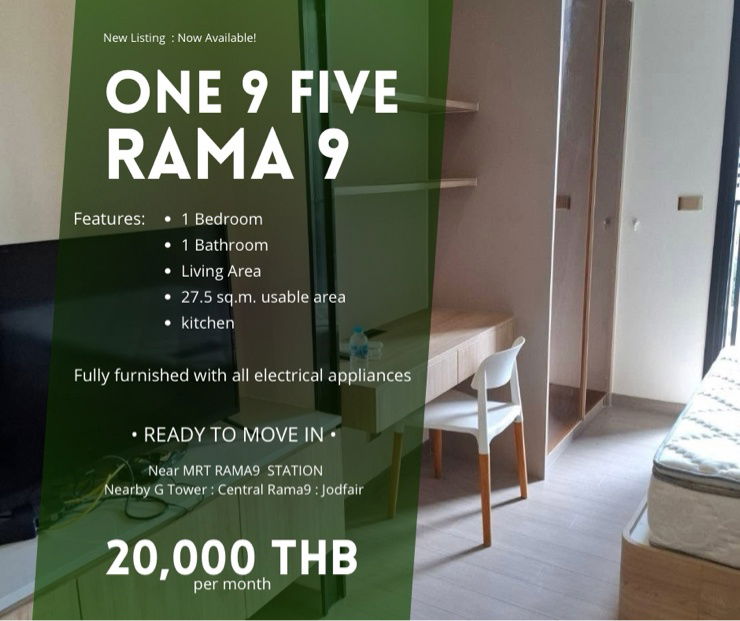 รูป 🔥For rent One 9 Five condo near MRT Rama9 great deal🔥 - รูปที่ 1/10