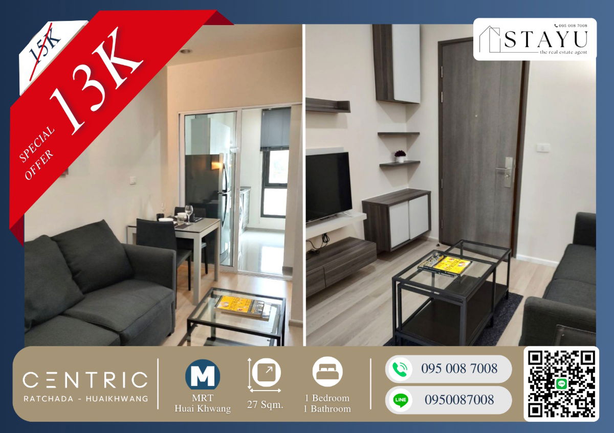 picture ๐ฅ Cheapest unit! Beautiful fully furnished room. First come, first served! Contact now - this price wonโt return! Centric Huaikhwang next to MRT ๐ฅ - 1/6