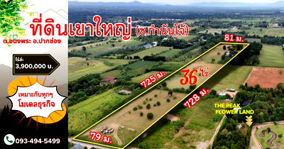 Land for sale Pak Chong Nakhon Ratchasima : #Khao Yai land, Soi Kamnan Joe, 36 rai (next to The Peak Flower Land), 