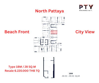 ขายคอนโด : พีทีวาย เรสซิเดนซ์ สาย 1 – คอนโดติดถนนเลียบชายหาดพัทยา (โควต้าไทย)
