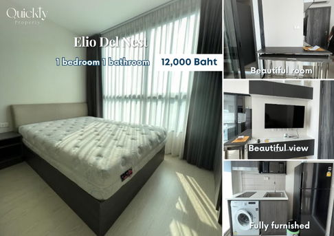 Elio Del Nest | Price 12,000 baht | Beautiful room, great view, fully furnished, ready to move in