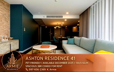 เช่าคอนโด BTS พร้อมพงษ์ : 🔥Available Now🔥 Ashton Residence 41  3-3BR 134.5sqm  ห้องสวย  เลี้ยงน้องหมาแมวได้ 082-459-4297 