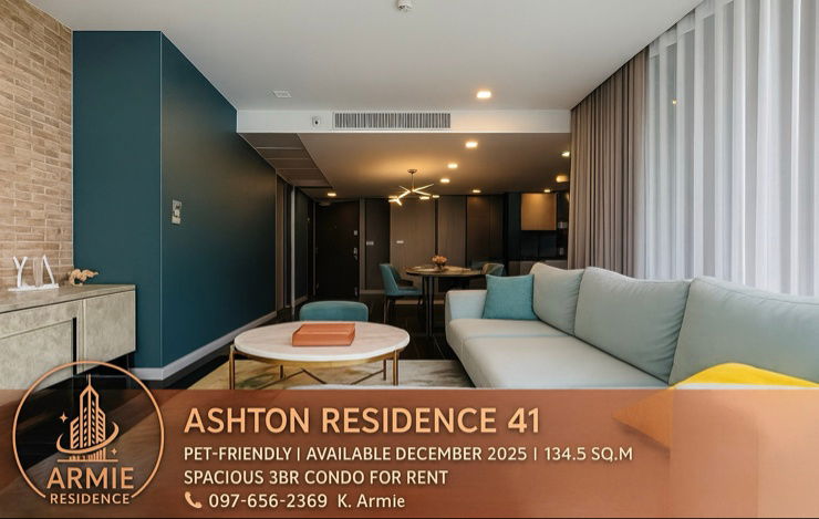 รูป 🔥Available Now🔥 Ashton Residence 41  3-3BR 134.5sqm  ห้องสวย  เลี้ยงน้องหมาแมวได้ 082-459-4297  - รูปที่ 1/11