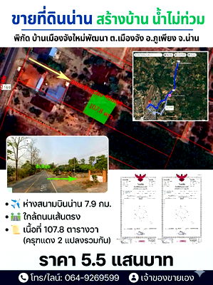 Land for sale Nan : Land for sale near Nan city, Muang Jang, no flooding