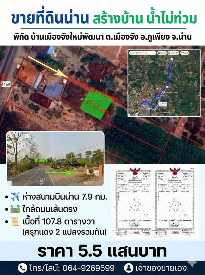 picture Land for sale near Nan city, Muang Jang, no flooding - 1/8