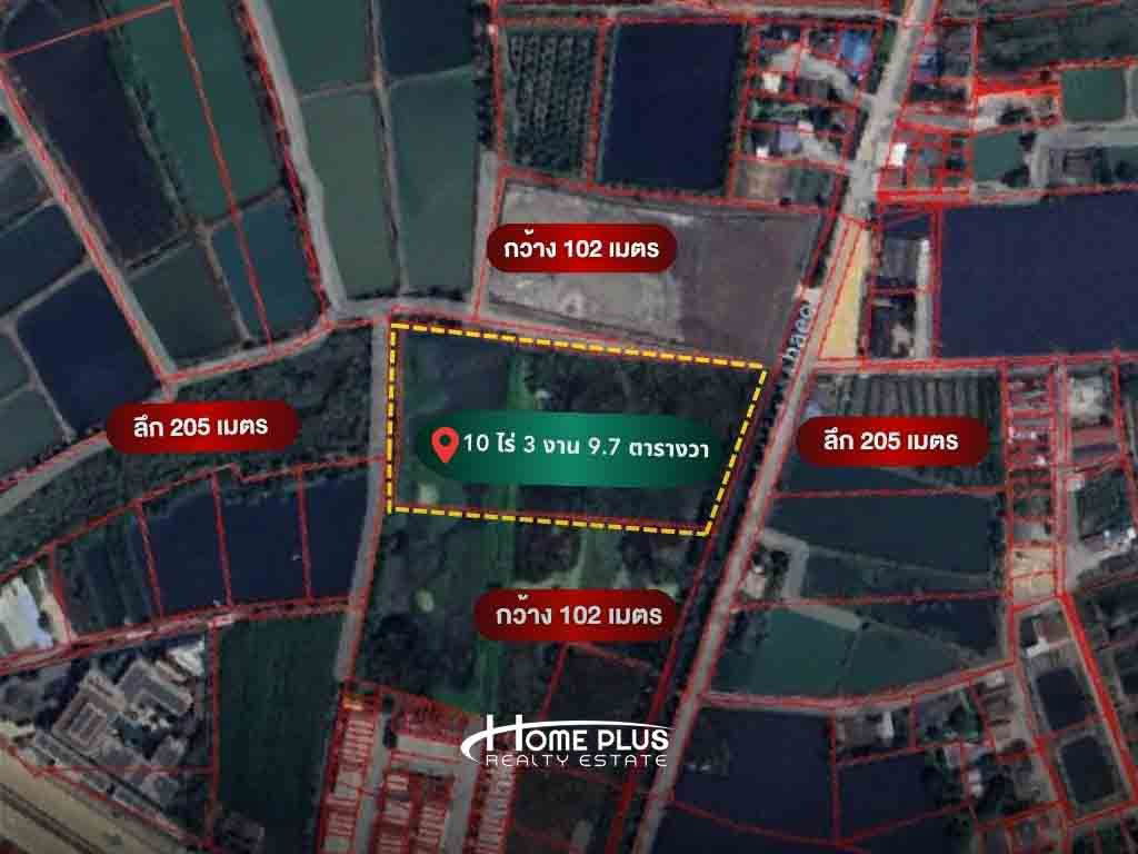 รูป ที่ดินติดถนนใหญ่เพชรเกษม เนื้อที่ 10 ไร่ 3 งาน 9.7 ตารางวา นครชัยศรี นครปฐม - รูปที่ 1/11