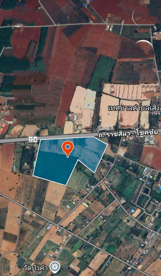 รูป ขายที่ดิน82ไร่อำเภอเสิงสางจังหวัดนครราชสีมา ติดถนนราชสีมาโชคชัยห่างที่ว่าการอำเภอ1กิโลเมตร หน้ากว้างติดถนนประมาณ430เมตร พื้นที่82-3-22ไร่ - รูปที่ 1/6