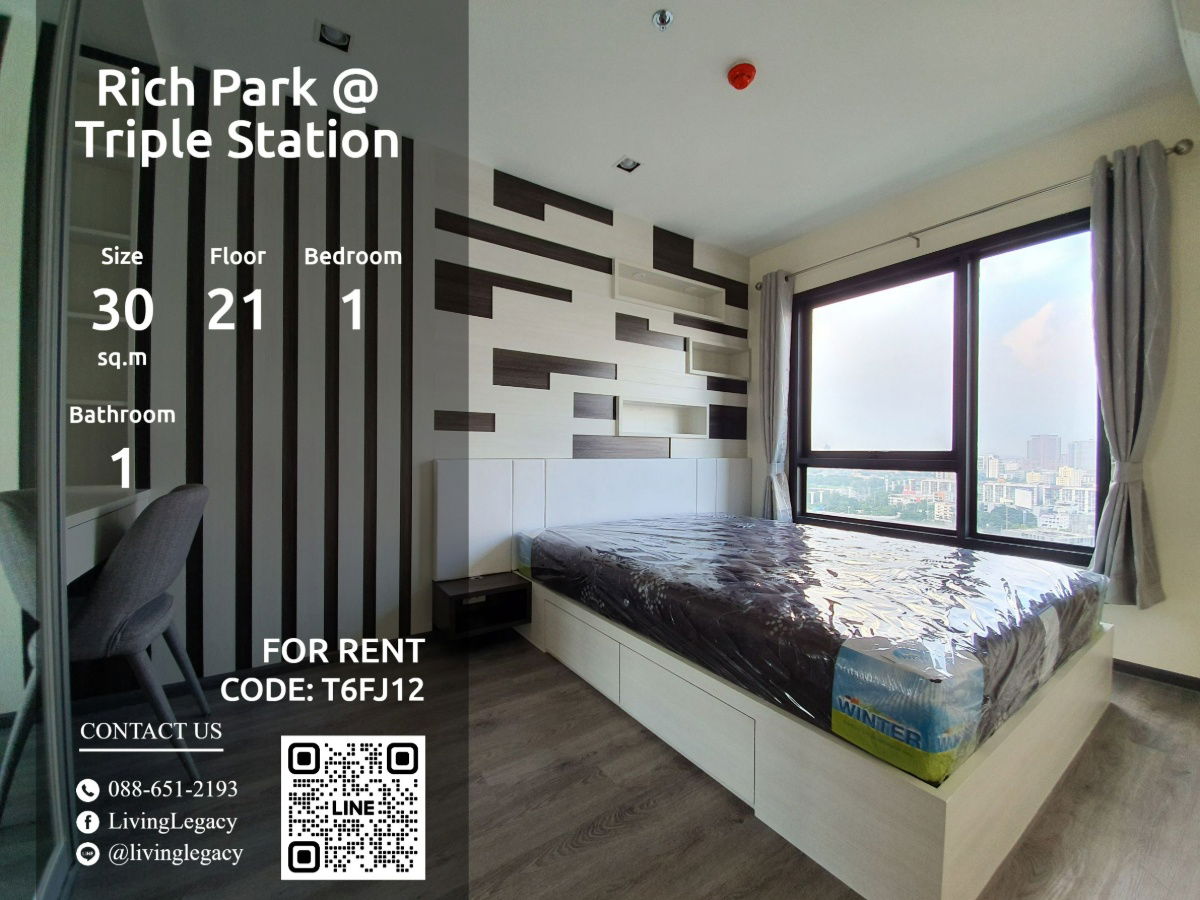 picture T6FJ12 Condo For Rent Rich Park @ Triple Station 30 Sq.M. Floor 21 line id : @livinglegacy - 1/11